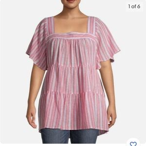 Terra and Sky Plus Size Tiered Tunic for Women 4X Bust 28” length 31”